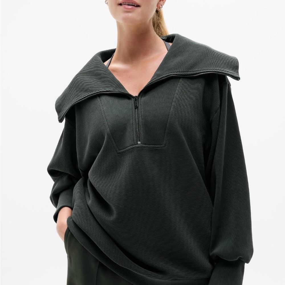 Athleta Ottoman Rib dark green Pullover L